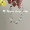 Pulsera de Cuentas Estilo Coreano Primavera/Verano Diseño Pequeño Fresco de Nicho Pulsera de Flor de Cristal Blanco Aguamarina Plata de Ley S925 Sensación de Alta Gama