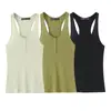 Camiseta sin mangas con botones de verano sexy para chica dulce y caliente, cuello en U, escote bajo, top corto sexy con botones y cuello redondo 4786009