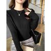 Suéter Gola Redonda Manga Longa Feminino Outono e Inverno Senso de Design Estilo Desejo Puro Tricotado Elegante Garotas Quentes Sexy Nicho Top Feminino