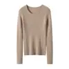Suéter em 100% caxemira emagrecedor, novo para outono e inverno, para mulheres, gola redonda, caimento justo, peça base de tricô, roupa íntima
