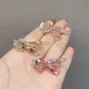 Grampo de coelho de cristal de alta qualidade estilo coreano clipe para franja clipe de menina famoso na internet acessório de cabelo clipe de sapo lateral