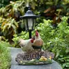 Luz Solar para Exteriores Feliz Gallo Transfronteriza Estatua Adorno Luz Decorativa para Hogar Exterior Patio Camino Césped
