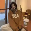 Chamarra Sudadera de Terciopelo de Manga Larga para Mujer, Diseño Otoño 2024 Nuevo Estilo, Top Chic Estilo Perezoso Estilo Americano para Personas Bajitas