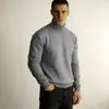 Suéter de Malha Modal para Homens, Gola Alta, Novo Pulôver Liso Outono/Inverno, Camada Base Leve para Negócios Roupas Masculinas