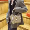 Bolso Cubo de Moda Transfronterizo Estampado de Color Contrastante para Mujer Bolso de Mano Retro de Gama Alta Europeo y Americano Bolso Clásico Presbiópico de Hombro Cruzado