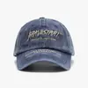 Gorra de Béisbol Casual de Algodón Lavado Retro con Bordado de Letras, Estilo Urbano Desgastado de Pareja de Moda para Primavera y Otoño, Protector Solar Suave