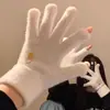 Guantes cálidos con pantalla táctil para mujer, guantes de punto lindos estilo coreano para estudiantes en invierno, guantes gruesos de felpa a prueba de frío para ciclismo