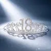 Coroa Digital de 18 Anos Headband de Strass Festa de Maioridade Coroa de Aniversário Dourada e Prateada