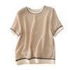 Exportado a Italia Último Pedido Retiro de Pedido Original Excedente Mercancía de Cola Única Aspecto Adelgazante Estampada Seda de Morera Manga Corta Camiseta de Verano para Mujer