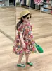 Verão 2024 roupas infantis coreanas novas para meninas saia floral doce estilo pintura a óleo estilo pastoral vestido de princesa para férias