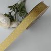 Cinta Floral Dorada con Pan de Oro de 2.5 cm para Cajas de Regalo Hechas a Mano para DIY, Moños para Pasteles y Cintas Decorativas