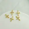 Pingente para colar e brincos DIY com banho pendurado requintado retrô com diamante e diamante cruz tridimensional dupla face rosa