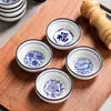 Platitos de inmersión de estilo chino con patrón azul, vajilla de cerámica para uso doméstico, platitos para salsa de hot pot, platitos para snacks, platitos para salsa de soja y vinagre, venta al por mayor