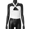 Top sexy con tirantes finos y cuello colgante, de color sólido, cruzado, para mujer europea y americana, moda 2025, venta al por mayor