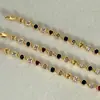Pulsera de Zirconia Colorida para Mujer, Galvanizado en Oro Real, Lujo Ligero, Nicho, Gama Alta, Moderna, Versátil, Pulsera de Temperamento, Pulsera