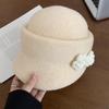 Boina de Flores Ins Estilo Coreano para Niños 2024 Nuevo Otoño e Invierno Sombrero de Copa Pequeño Negro Tejido de Repartidor de Periódicos