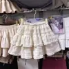 Falda midi blanca de talla grande con ribete de encaje, nuevo estilo de verano para mujer, de cintura alta, línea A favorecedora y falda voluminosa de varios niveles.