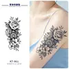 Pegatinas de tatuaje de jugo de hierbas con diseño floral lineal simple para mujer, impermeables, de larga duración, con un toque de alta gama, featuring rosas, margaritas, formas geométricas, lunas crecientes y estrellas