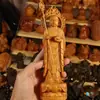 Auténtica Talla en Madera de Ciprés de Acantilado Taihang Figura del Bodhisattva Ksitigarbha de Pie Estatua de Buda Adorno Decoración del Hogar
