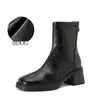 [En Stock] Botines de Tacón Alto Cuadrados, Botas para Mujer, Botas de Media Caña para Primavera y Otoño, Botines con Cremallera Trasera, Botas de Tacón Grueso para Mujer