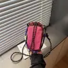 Bolsa Transversal de Ombro Único para Esportes ao Ar Livre Transfronteiriça, Nova Cor Colorida com Cordão para Garrafa de Água e Guarda-chuva, Bolsa Dopamina Fashionável para Celular