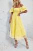 Vestido Longo de Verão Transfronteiriço Amazon Mangas Curtas Bolha Elegante Camadas Praia Linha A com Limi para Mulheres