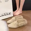Zapatos peludos de mujer para aumentar la altura, nuevo estilo otoño/invierno 2026, para uso en exteriores, mocasines cerrados con lazo, cálidos y cómodos