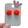 Novedad Pendientes de Clip de Rosa para Niños, Sin Dolor, Estilo Dulce y Fresco, Flores Pequeñas en Forma de Corazón, Pendientes de Clip Multicolor para Niñas