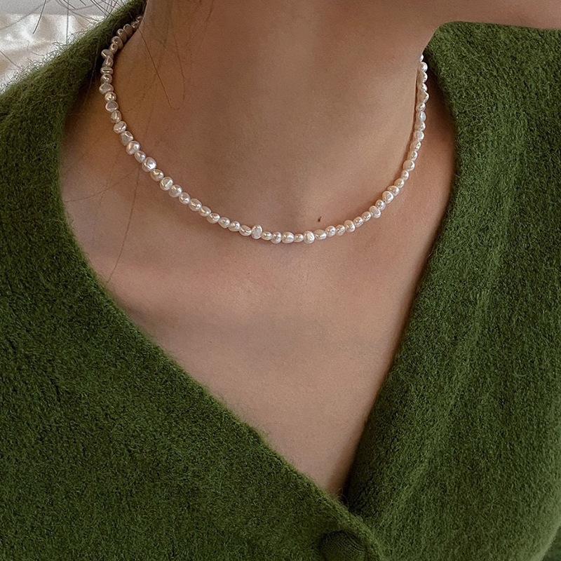 不规则巴洛克珍珠项链女百搭14k注金简约时尚天然淡水珍珠锁骨链