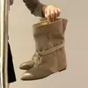 Botas de plataforma con cordones estilo retro para mujer, nueva colección otoño/invierno 2026, tacón de plataforma sin cordones adelgazantes de moda versátiles botas de moda