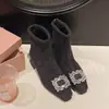 Botines de lana con pedrería y forro de terciopelo para aumentar la altura, mujer, estilo nuevo Otoño/Invierno 2026, con faldas, botas adelgazantes, botas elásticas