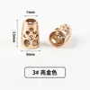 Colgante de patrón hueco de metal en stock, botones ajustables para sudaderas, accesorios DIY para chaquetas de plumas, topes de cordón