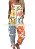 Pantalones de tirantes casuales de verano con estampado floral digital 3D para mujer, transfronterizos de Amazon Europa y América
