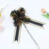 Modelo Nuevo 50 # Tamaño Mediano Tul Cepillado con Borde Dorado Flor de Bola 3D para Decoración de Coche de Boda, Empaque de Regalo con Flores y Arreglo Floral.