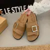 Sandalias slip-on de suela gruesa color avena para mujer, para uso exterior en verano, modelo nuevo de moda 2026, absorben el sudor, antideslizantes, estilo Birkenstock