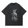 Hermoso perro lobo Doberman spaniel, moda europea y americana, camiseta holgada de gran tamaño para hombres y mujeres, lavada, desgastada y con rociado directo.