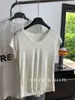 Camiseta de Manga Corta con Cuello en U de Huevo de Ganso, Suave, de Seda y Lana, Colección de Verano 2026 para Mujer, Sencilla y Versátil, Corte Ajustado y Favorecedor, Prenda Básica