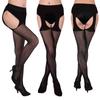 Ropa interior sexy con tirantes antideslizantes y cintura alta para mujer, medias de seda unidas con extremos abiertos, malla fina, ropa interior sexy de malla gratis