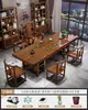 Juego Grande de Mesa de Té y Sillas de Madera Maciza, Una Mesa y Cinco Sillas, Mesa de Té de Estilo Chino Nuevo, Adecuado para Oficina o Uso en Casa, Estación para Preparar Té
