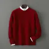 Baicai Rong 2026 Otoño/Invierno Nuevo Estilo Suéter 100% Lana Pura para Hombre Cuello Redondo Jersey Grueso Tejido de Cable Capa Base