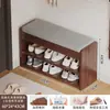 Banqueta para cambiar zapatos para entrada de casa, banco para zapatos para recibidor, mueble zapatero para recibidor con asiento, zapatero integrado de madera maciza con asiento