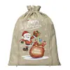 Bolsas de Arpillera Navideñas, Bolsas de Regalo para Fiestas Infantiles, Bolsas de Dulces de Lino con Cordón, Bolsas de Empaque de Regalo de Muñeco de Nieve Navideño