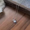 Colar de Aço Titânio Não Desbota Super Brilhante Coração Laço Zircônia Feminino Acessível Luxo Nicho Presente de Alto Padrão Corrente para Clavícula para Melhores Amigas