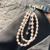 Correa para Teléfono con Borla de Estrella de Cinco Puntas Cadena Doble Perla Dahu Cordón para Teléfono Estilo Muñequera Moda Accesorio de Bolso con Perlas