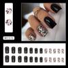 Negro Europeo Cuadrado dulce fresco grieta longitud media manicura fragmentos de meteorito estilo ins usar uña terminado uñas postizas
