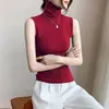 Chaleco de Punto de Cuello Alto para Mujer Otoño e Invierno 2024 Nuevo Ajustado Cuello Alto Chaleco Sin Mangas Camisa Base