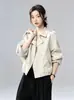 26 Nueva Gabardina Versátil de Primavera Moda Retro Elegante Casual Elegante Cuello Solapa Chaqueta Corta para Mujer