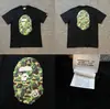 Camiseta Top Manga Curta Tendência Marca Bape Colaboração, Design Unissex Cabeça de Macaco, Camiseta Manga Curta Solta de Alta Qualidade