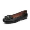 Versão em Couro Macio ~ Sapatos Mary Jane Simples Slip-on Camélia Francesa Retrô Femininos de Boca Rasa em Couro Macio Planos Sapatos Únicos