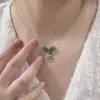 Novo Colar de Fivela de Segurança de Jade Estilo Chinês Novo Design de Nicho Feminino Corrente para Clavícula Colar Popular Colar de Aço Titânio